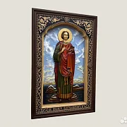 На память: Икона резная из дерева Святой Целитель Пантелеймон — фотография 2