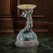 Подсвечник «Водолей» из бронзы и змеевика — необычный подарок — фотография 1