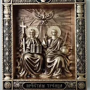 Резная икона Пресвятая Троица (Новозаветная) — красивый подарок — фотография 1