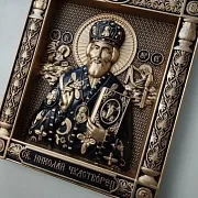 Резная Икона из дерева. Святой Николай Чудотворец — оригинальный подарок — фотография 3
