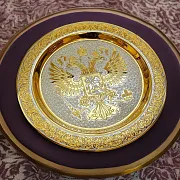 Тарелка "Герб РФ" Большая. Златоуст — необычный подарок — фотография 1