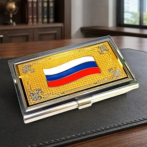 В подарок: Визитница «Флаг» с эмалью. Златоуст