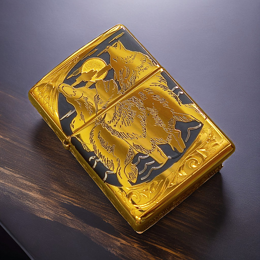 Зажигалка Zippo оригинал "Волки"