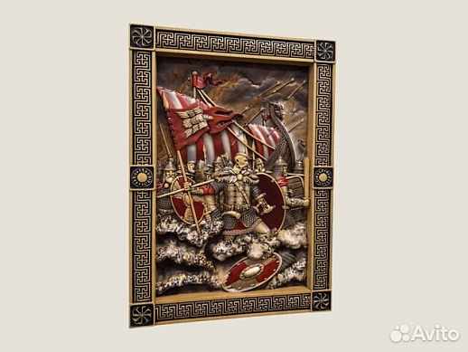 Картина резная из дерева Святослав - воины Севера купить с доставкой Картина резная из дерева Святослав - воины Севера
