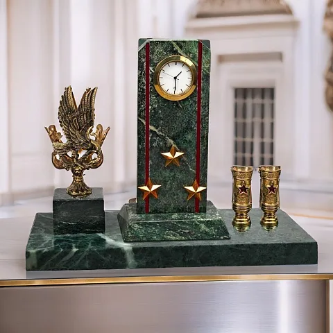 Ручная работа: Часы «Погон» с гербом ОКС МВД и подставками