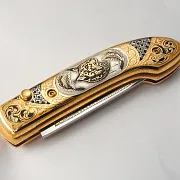 Золотой складной нож «Рысь» — необычный подарок — фотография 6